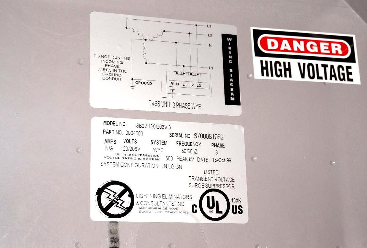 Used LIGHTING ELIMINATORS SB22 120/208V 3 SANDWICH BLOCK PART NO. 0004503