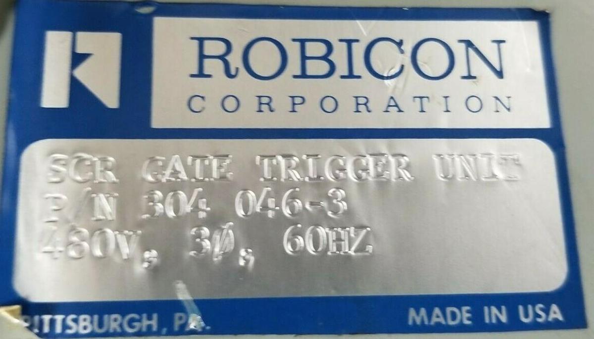 Used ROBICON CORP. 401-324 SCR POWER CONTROLLER 480V 25A W/ 304-046-3 SCR GATE TRIG.