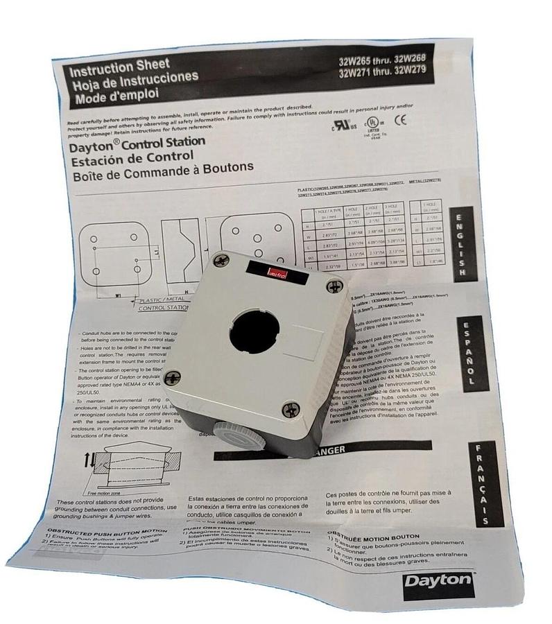 Used NIB DAYTON 32W278 CONTROL STATION
