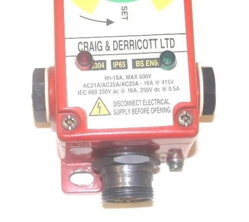 Used CRAIG & DERRICOTT GWN1 GRAB WIRE SWITCH UNIT, 50M, CD-GW/N1-PW6-RG