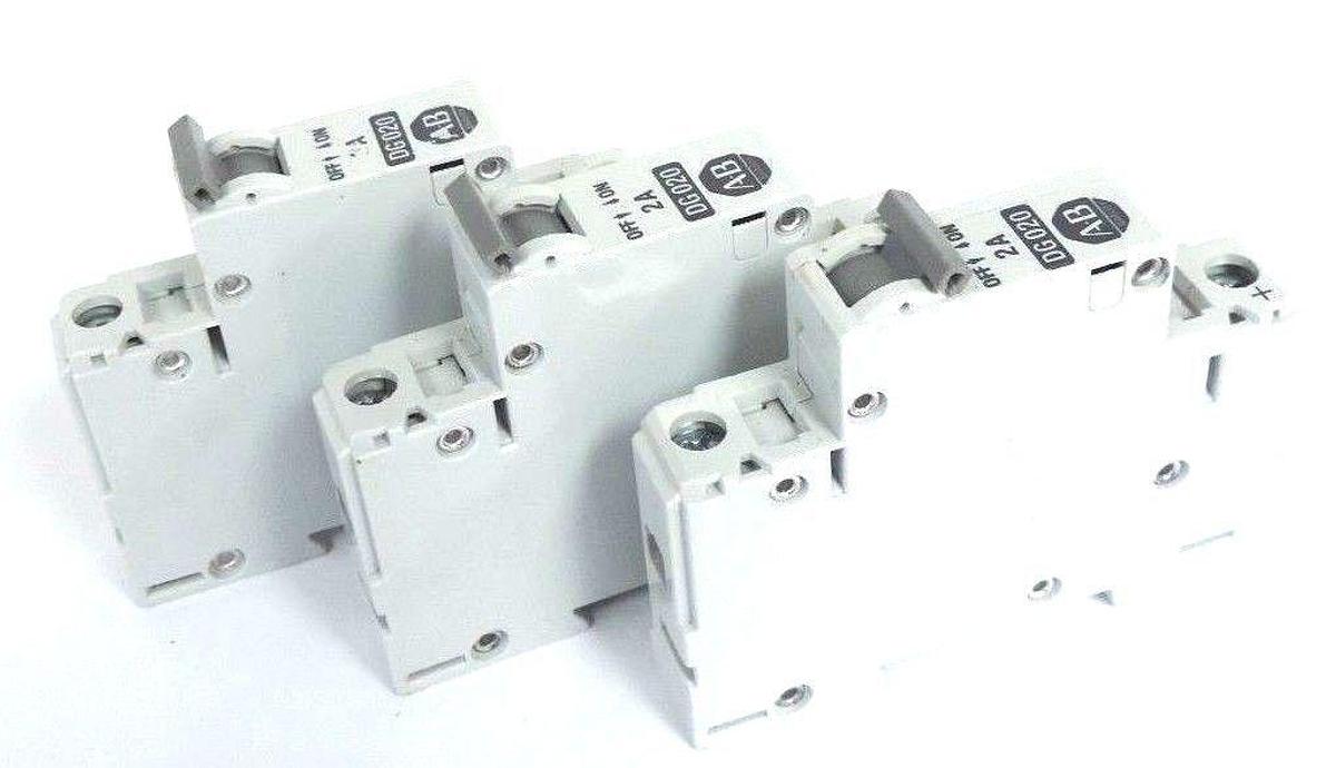 Used LOT OF 3 ALLEN BRADLEY 1492CB1DG020 CIRCUIT BREAKERS, 1492-CB1-DG-020