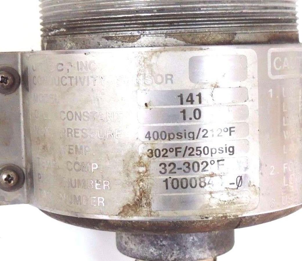 Used ROSEMOUNT UNILOC 1000844-0 CONDUCTIVITY SENSOR MODEL 141, 250/400PSIG, 10008440