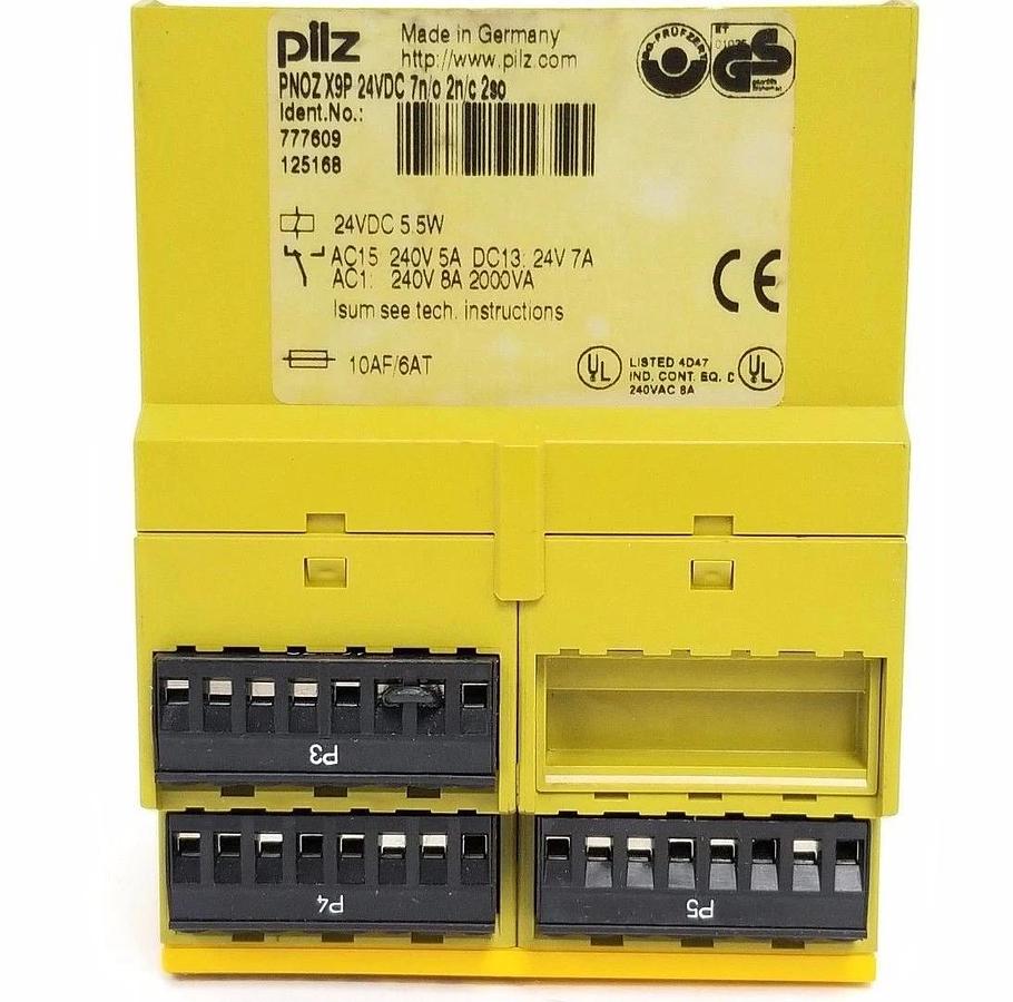 Used PILZ PNOZ-X9P-24VDC-7N/O-2N/C-2SO SAFETY RELAY PNOZ-X9P, 24VDC, 5.5W