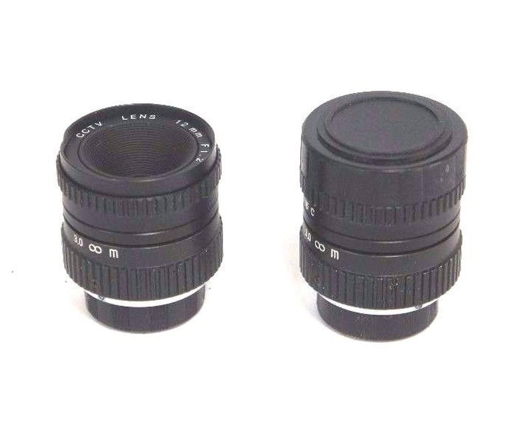 Used LOT OF 2 HIGH RESOLUTION CCTV LENSES 12MM F1.2