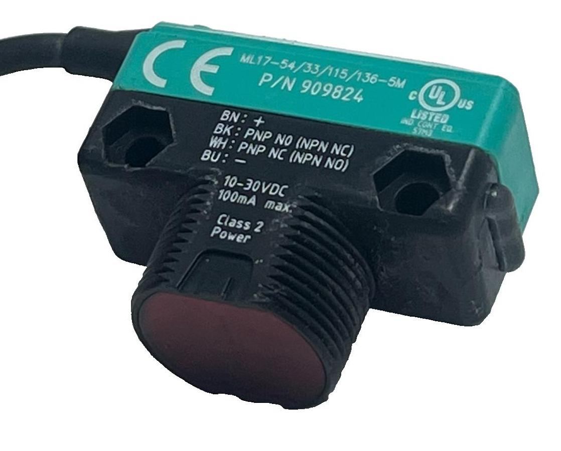 Used Pepperl+Fuchs ML17-54/33/115/136-5M  Photoelectric Sensor cable 10-30VDC 909824