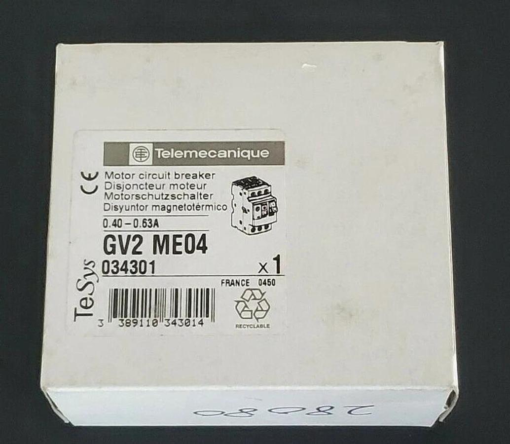 Used F/S TELEMECANIQUE GV2-ME04 MOTOR CIRCUIT BREAKER 0.40-0.63A 034301 GV2ME04