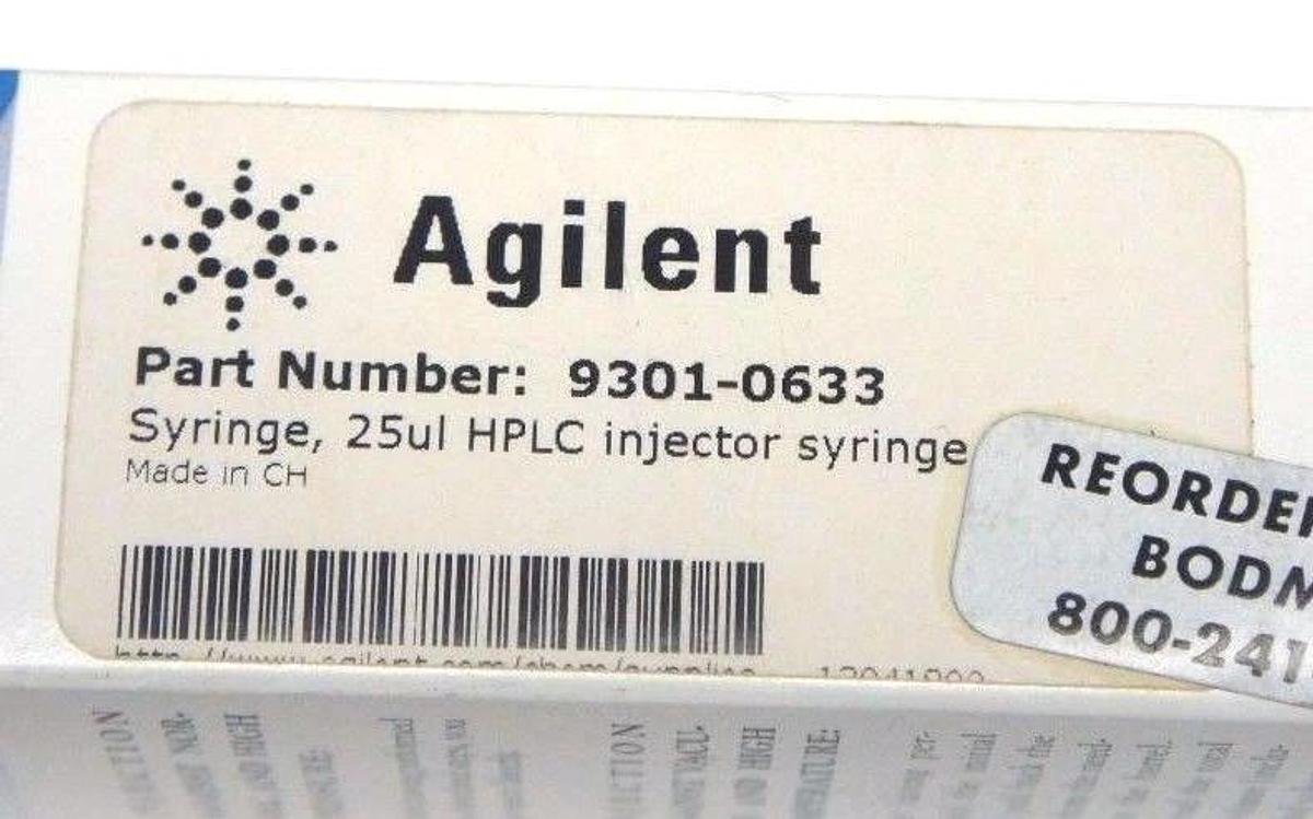 Used NIB HAMILTON AGILENT 9301-0633 SYRINGE 25UL HPLC INJECTOR 202315/00