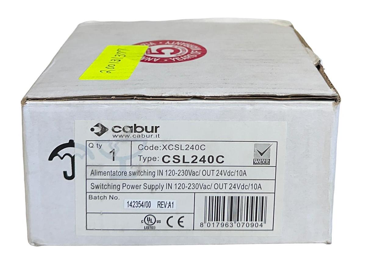 Used CABUR XCSL240C / CSL240C SWITCHING POWER SUPPLY 120-230VAC IN 24VDC OUT 10A NSMP