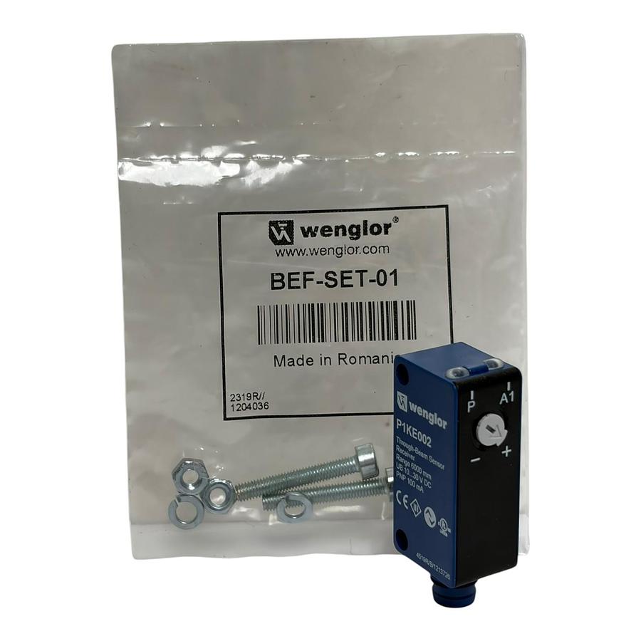 Used Wenglor P1KE002 Through-Beam Photoelectric Sensor Receiver with BEF-SET-01 Mount