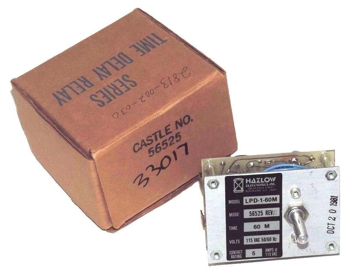 Used HAZLOW LPD-1-60M SERIES TIME DELAY RELAY 56525 REV. C 60M 115VAC 50/60HZ LPD160M