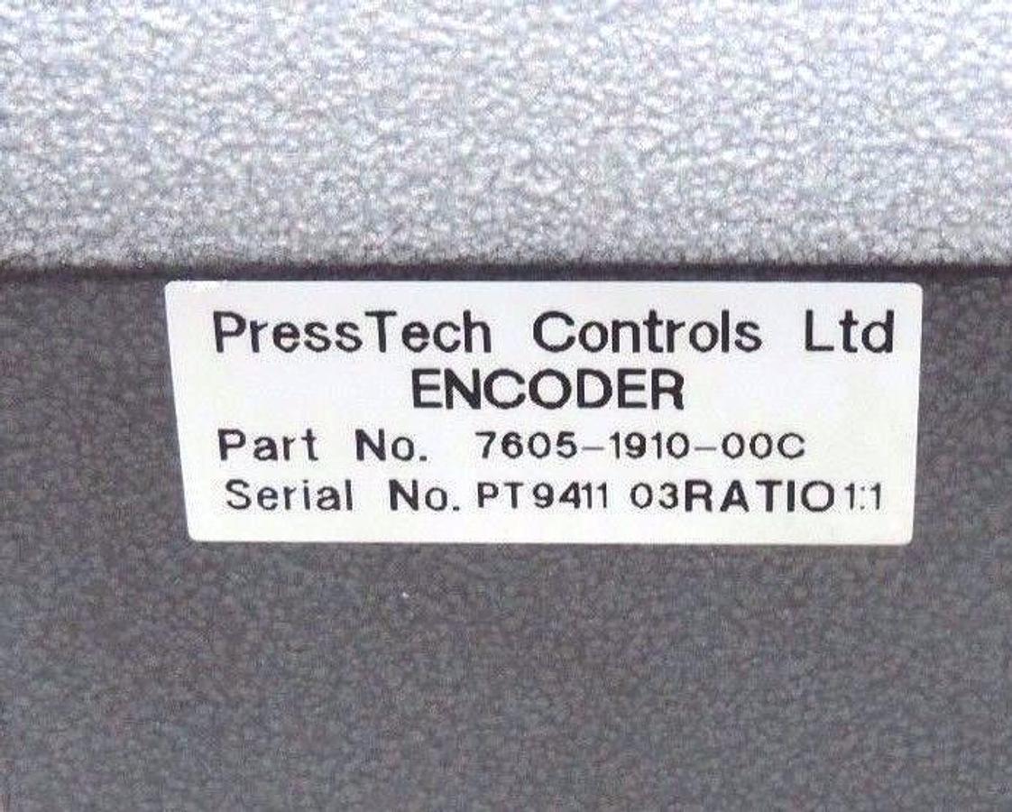 Used NEW PRESSTECH CONTROLS LTD 7605-1910-00C ENCODER RATIO 1:1, 7605191000C