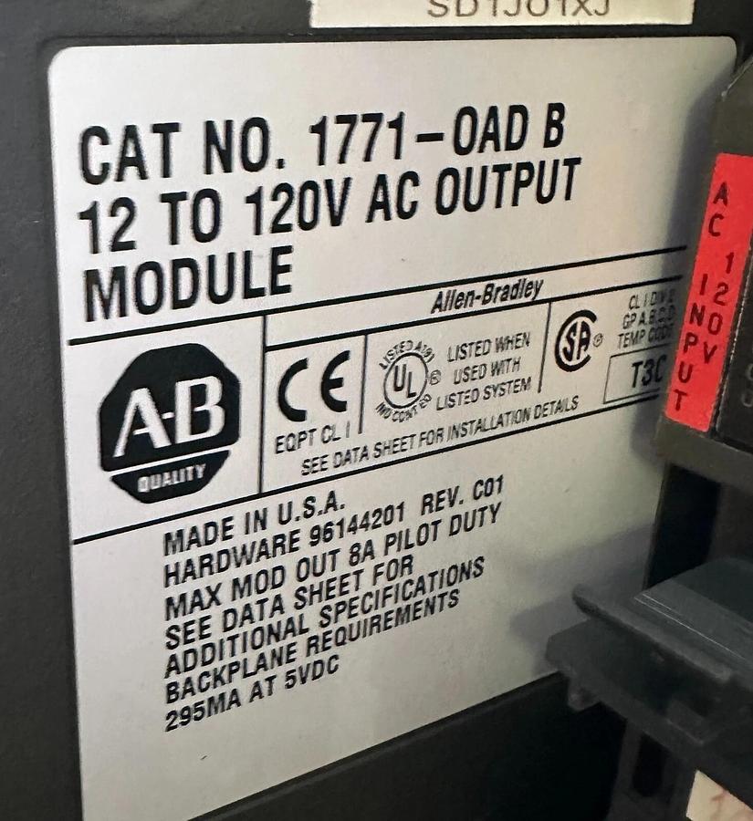 Used ALLEN BRADLEY 1771-A4B SER B 16-SLOT I/O CHASIS W/ MODULES