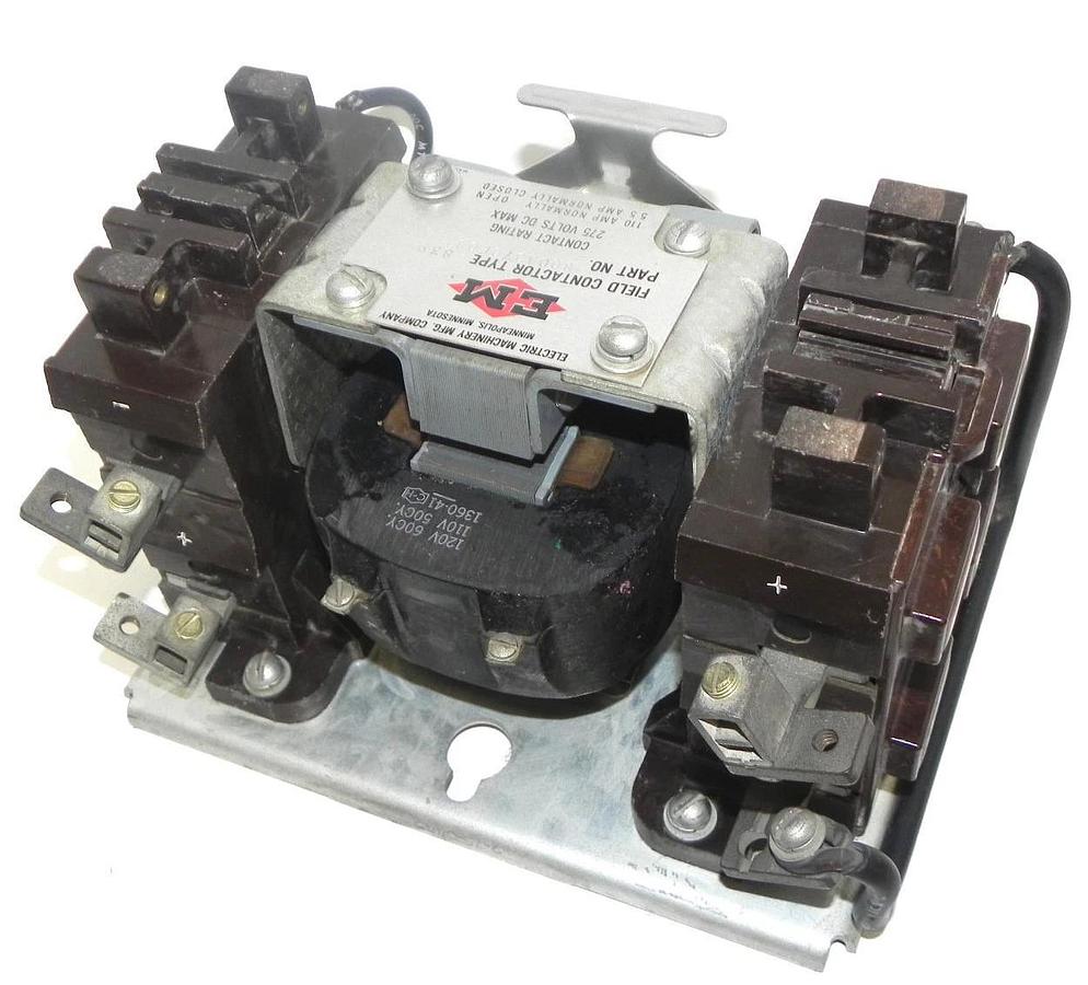 Used ELECTRIC MACHINERY MFG. COMPANY FIELD CONTACTOR TYPE 839 P/N: 800A070F06 275V