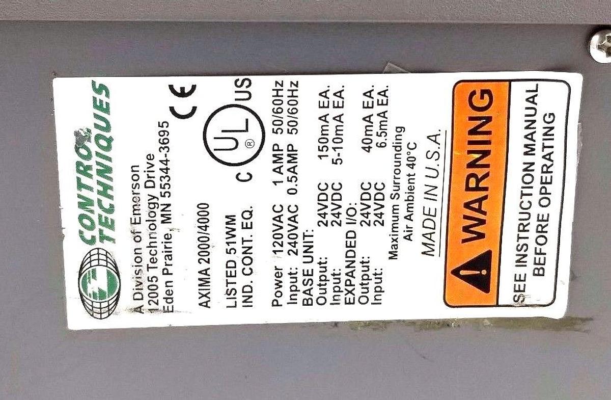 Used CONTROL TECHNIQUES AX-2000-00-00-03C AXIMA 2000 2-AXIS CONTROLLER 964369-37