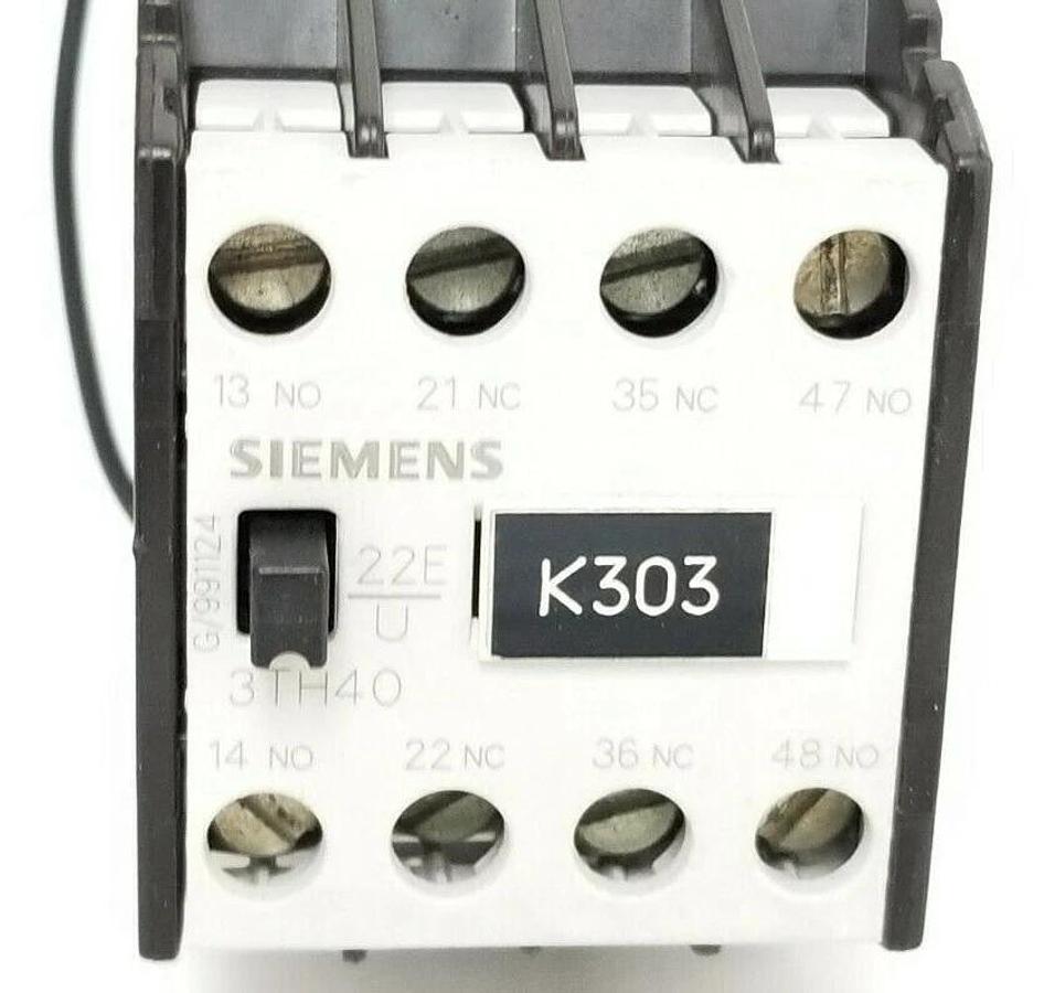 Used SIEMENS 3TH4096-0B 2S+2O/2NO+2NC, 3TH40, 24V, 0.8-1.2 DC, 3TX7402-3G