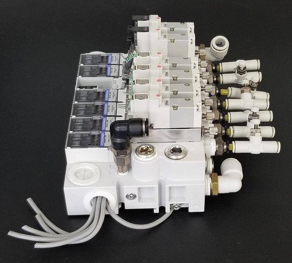 Used KOGANEI PBM7P-3W SOLENOID VALVE BLOCK, GA110E1-PSL-1L-7W, PB24C-38W, PB24C-39W