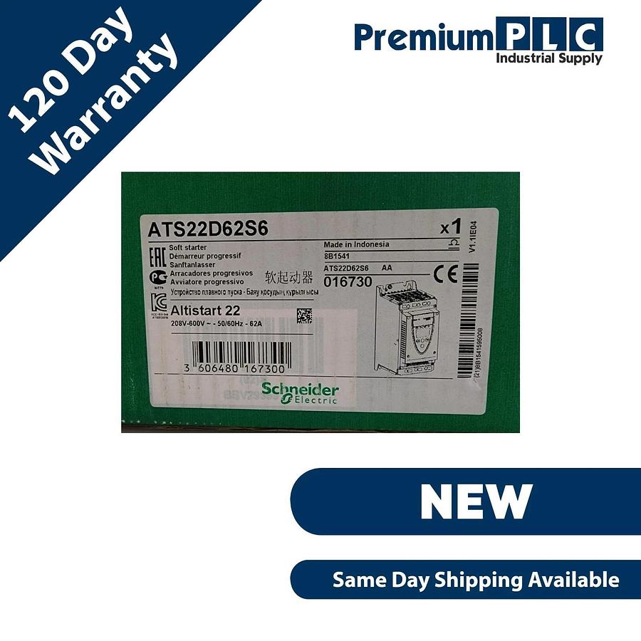 Used NEW SCHNEIDER ELECTRIC ATS22D62S6 ALTISTART 22 SOFT STARTER 208-600V 62A 15-37kW