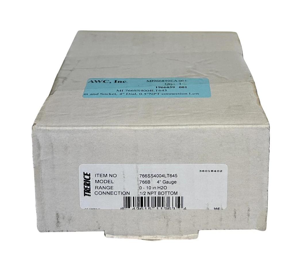 TRERICE 766SS4004LT645 / 766B PRESSURE GAUGE 0-10'' H2O 4'' GAUGE 1/2''NPT NSMP
