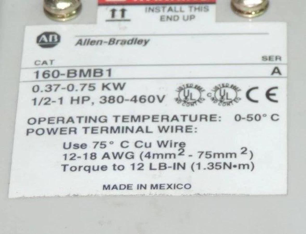 Used ALLEN BRADLEY 160-BMB1 SER. A DYNAMIC BRAKE MODULE 160BMB1