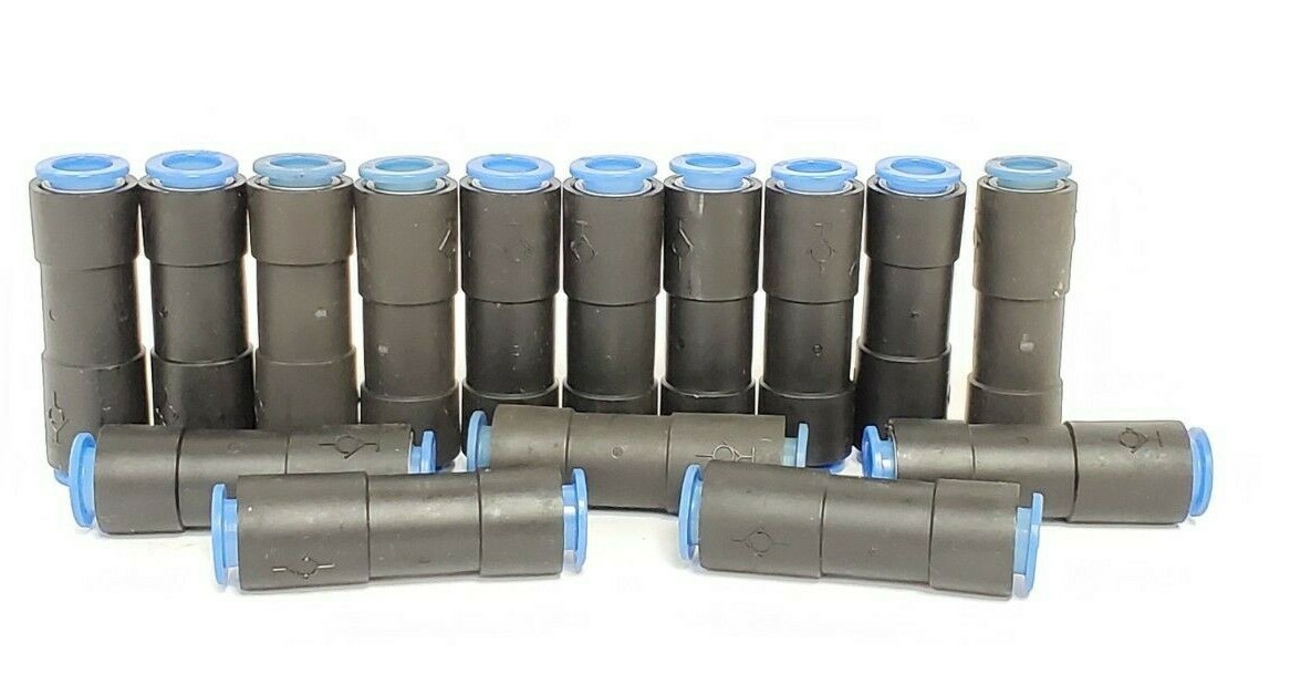 Used LOT OF 15 NEW SMC 10 STRAIGHT UNION FITTINGS, 10MM-10MM