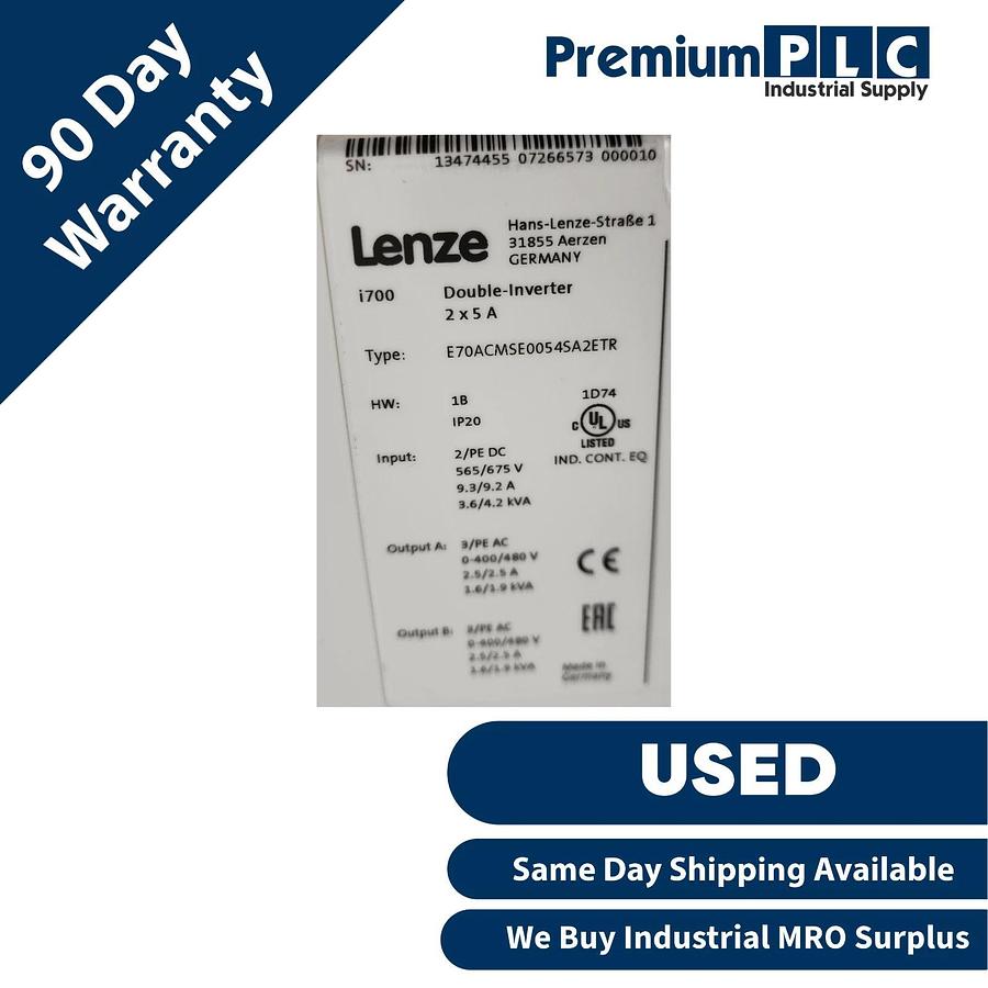 Used Lenze E70ACMSE0054SA2ETR i700 Double Servo Inverter 2x5A 1.1kW EtherCAT 13440168