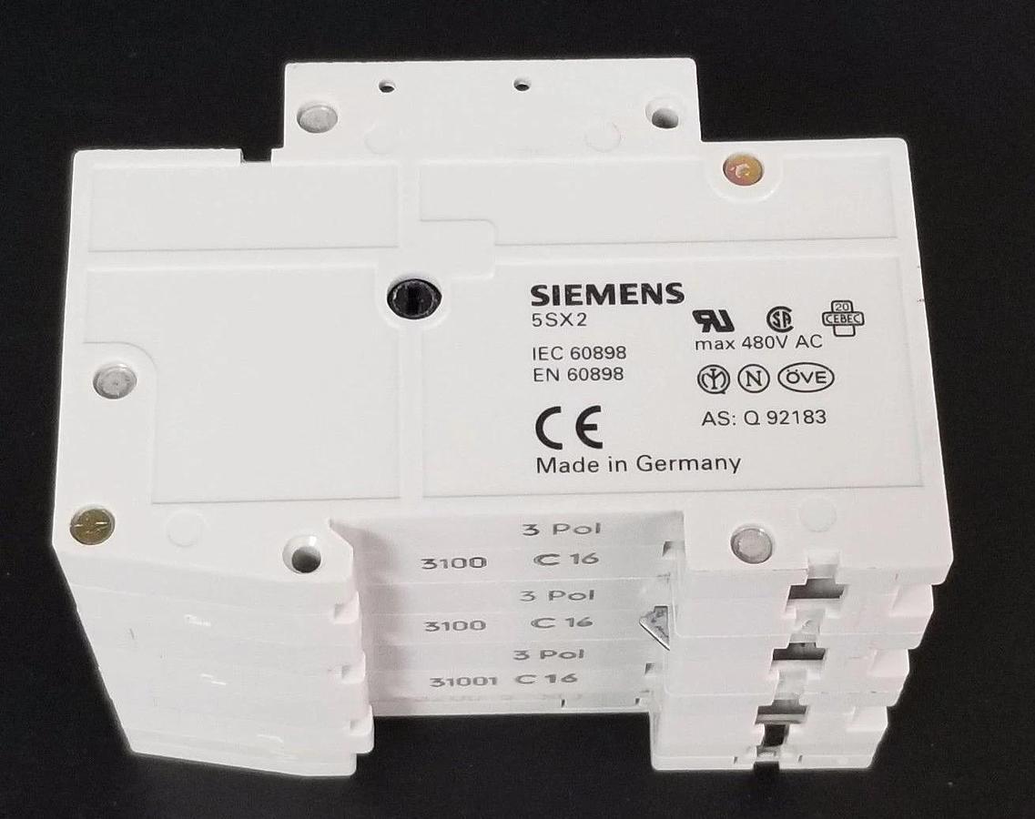 Used SIEMENS 5SX23 C16 CIRCUIT BREAKER 480V AC MAX 5SX2
