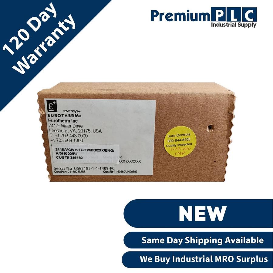 NEW EUROTHERM 2416 TEMPERATURE CONTROLLER 2416/VC/VH/TU/TW/DB/2XX/ENG/A/0/1000/F