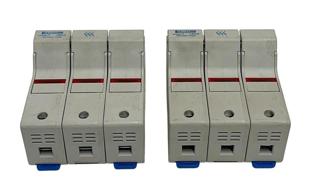 Used 2 FERRAZ SHAWMUT US3J3I / K214967 FUSE HOLDERS ULTRASAFE 30A 600VAC/DC USNP