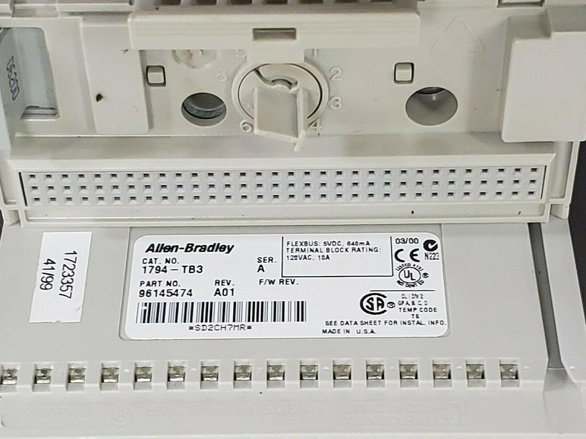 Used LOT OF 4 ALLEN BRADLEY 1794-TB3 TERMINAL BASES 1794TB3 SER. A REV. A01