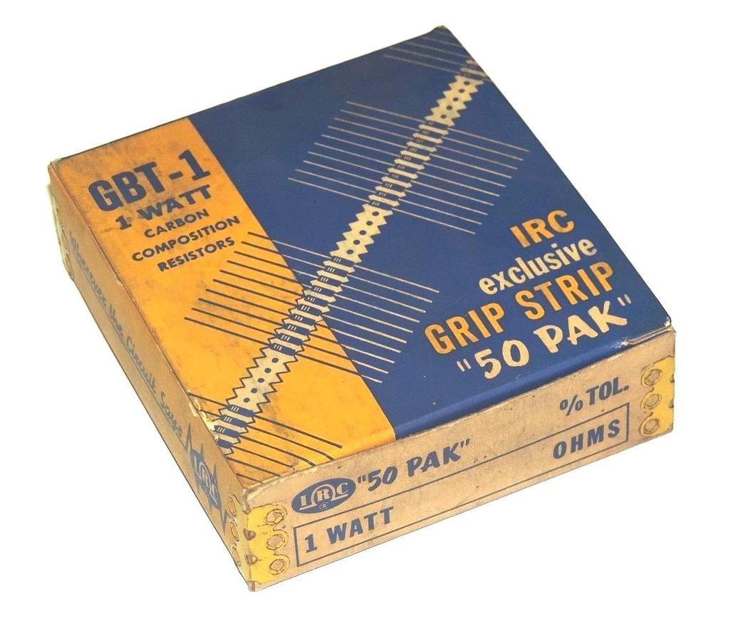 Used NEW IRC GBT-1 CARBON COMPOSITION 1W RESISTORS GRIP STRIP MIL TYPE RC 32 (QTY 47)