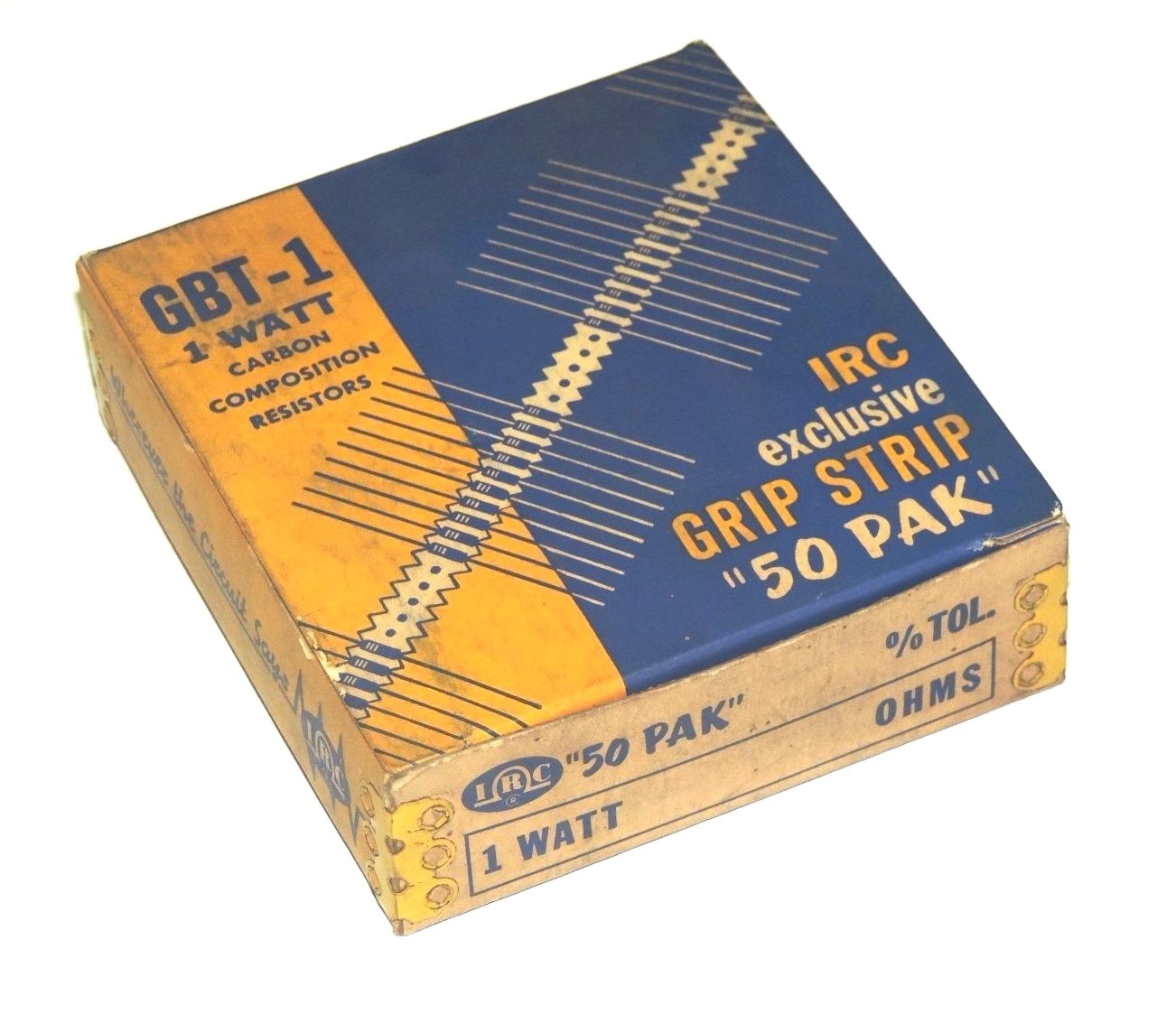 Used NEW IRC GBT-1 CARBON COMPOSITION 1W RESISTORS GRIP STRIP MIL TYPE RC 32 (QTY 47)