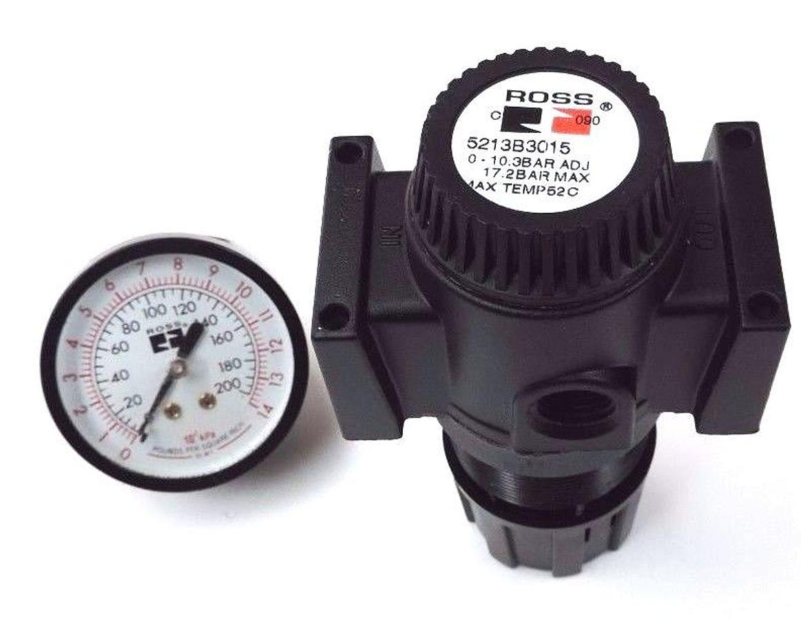 NIB ROSS 5213B3015 REG. 3/8 PIST TYPE 0-150PSI W/ 5400A2011 1/4 PRESSURE GAUGE