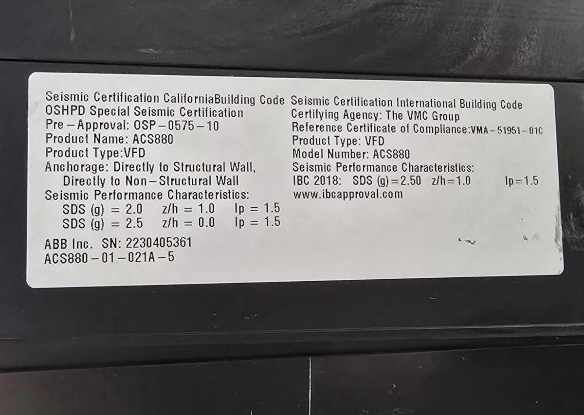 ABB ACS880-01-021A-5 AC Drive 11kW/15HP 21A 3-Ph 380-500V 3ABD00037810-D NSNP