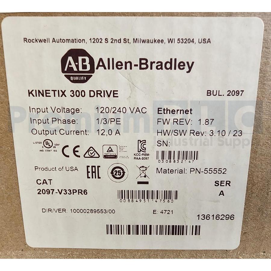 Used ALLEN BRADLEY 2097-V33PR6 /A KINETIX 300 EtherNet/IP INDEXING SERVO DRIVE NSMP