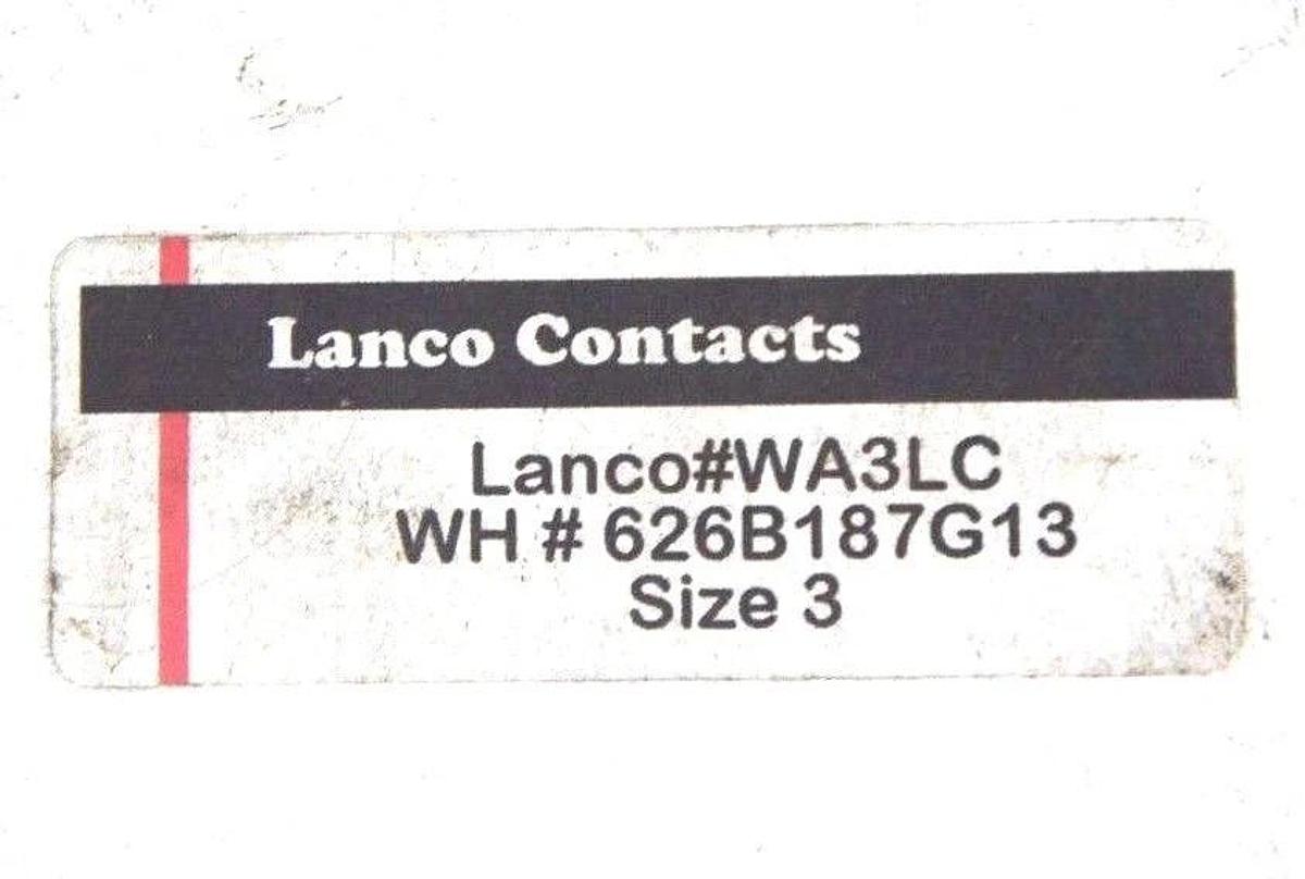 NIB LANCO 626B187G13 SIZE 3 CONTACT KIT WA3LC