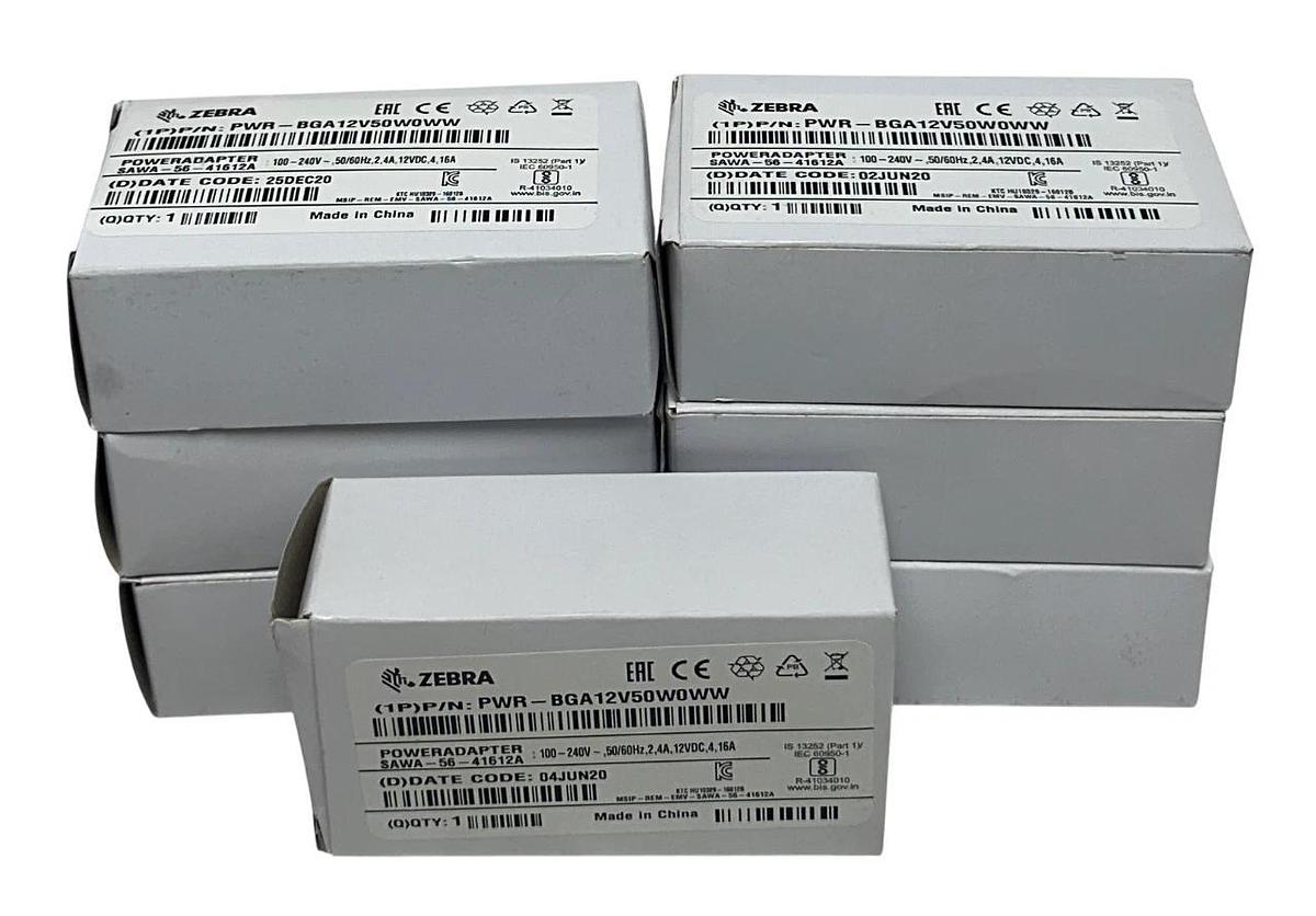 7 ZEBRA PWR-BGA12V50W0WW / SAWA-56-41612A OEM POWER ADAPTERS 100-240V 2.4A NSMP