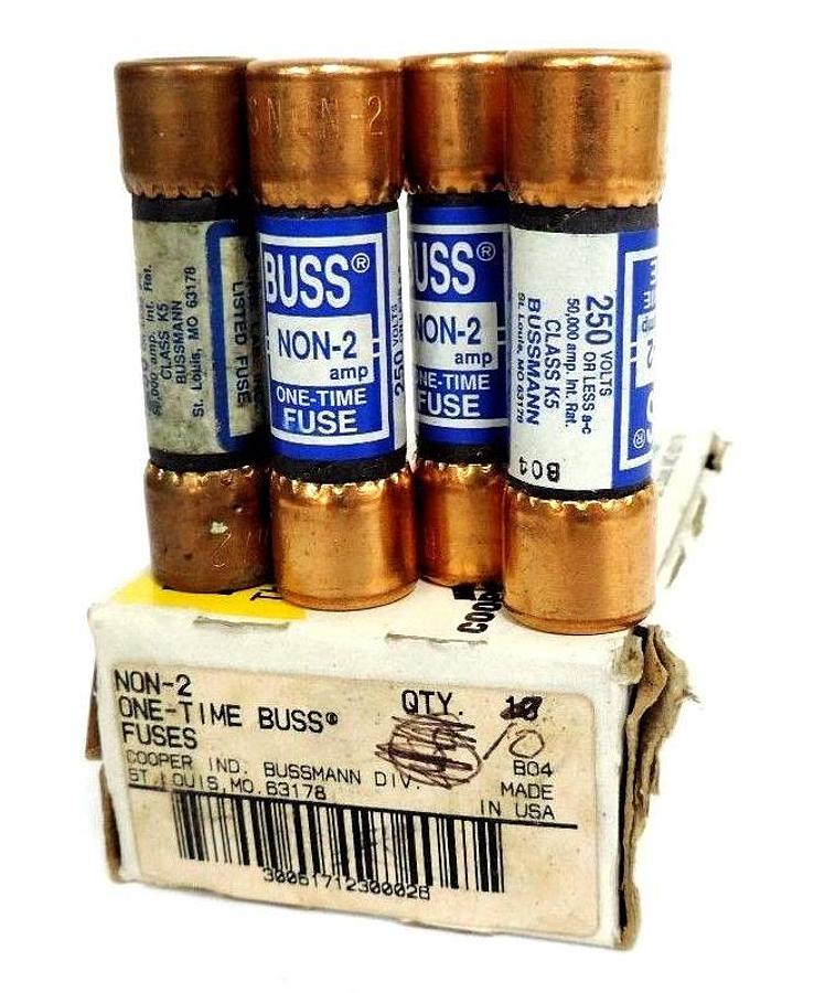 Used LOT OF 4 NEW COOPER BUSSMANN NON-2 ONE-TIME BUSS FUSES