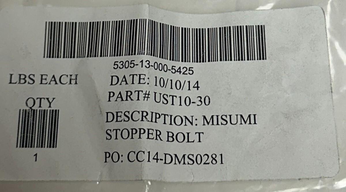 Used 4 MISUMI UST10-30 / UST1030 OEM STOPPER BOLTS SHOULDER TYPE W/ BUMPER NSNP