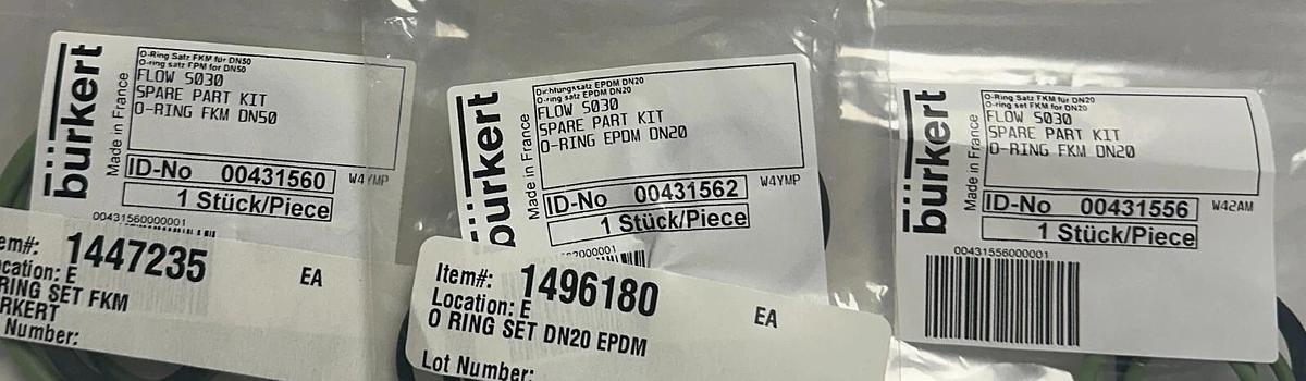 Used 3 BURKERT FLOW S030 SPARE PART KIT O-RING FKM/EPDM 431560 / 431556 / 431562 NSMP
