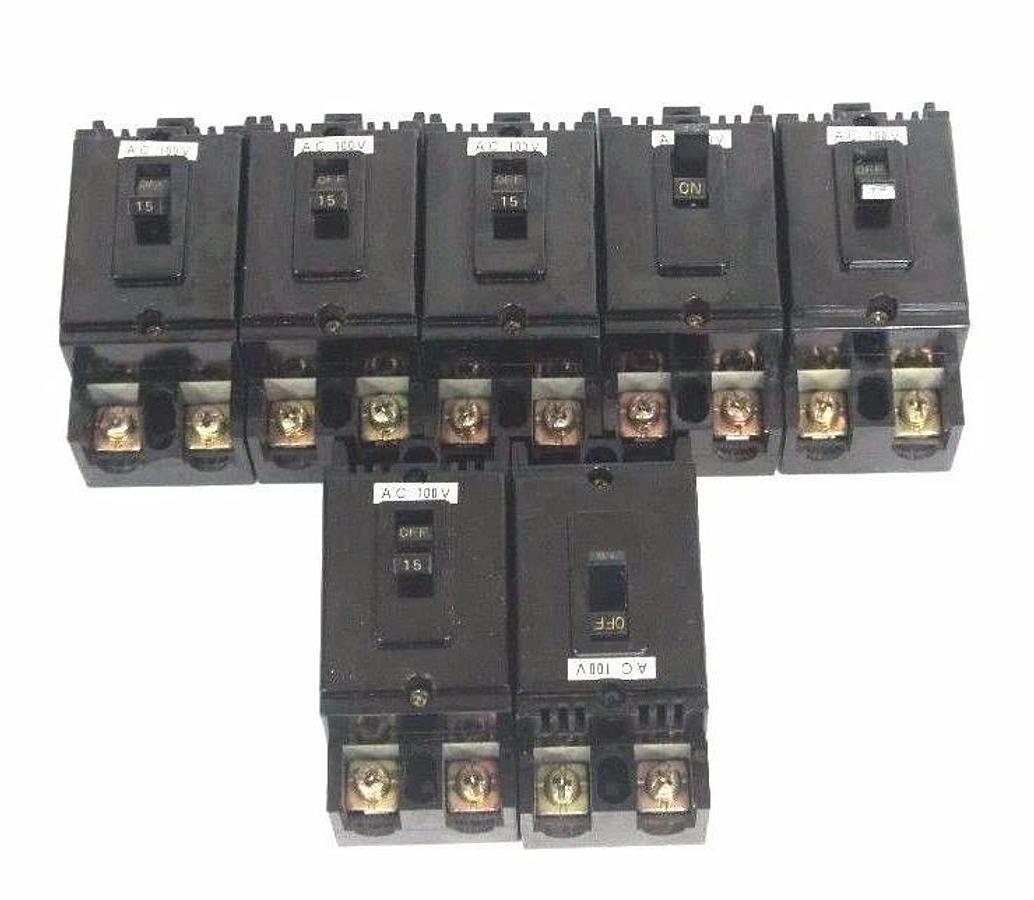 Used LOT OF 7 MITSUBISHI NF30-CB NO FUSE CIRUIT BREAKERS 15 AMP, 2P, 250V, NF30CB
