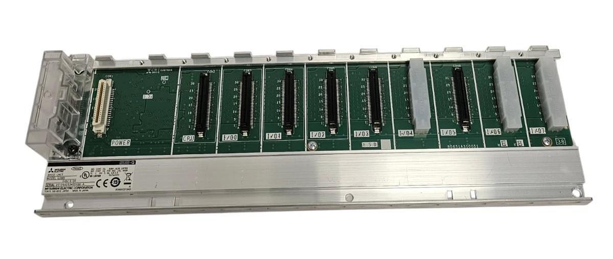 Used MITSUBISHI Q38B PLC RACK 8 SLOTS 1 POWER SUPPLY SLOT WITH CPU