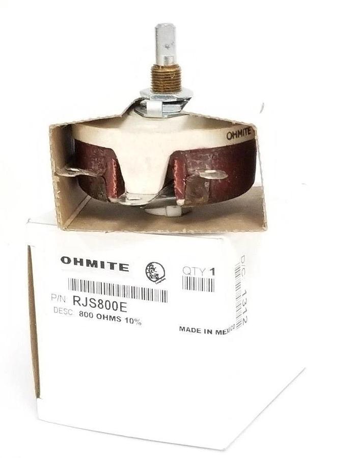 Used NIB OHMITE RJS800E RHEOSTATE POTENTIOMETER, 800OHMS, 50W, 10%