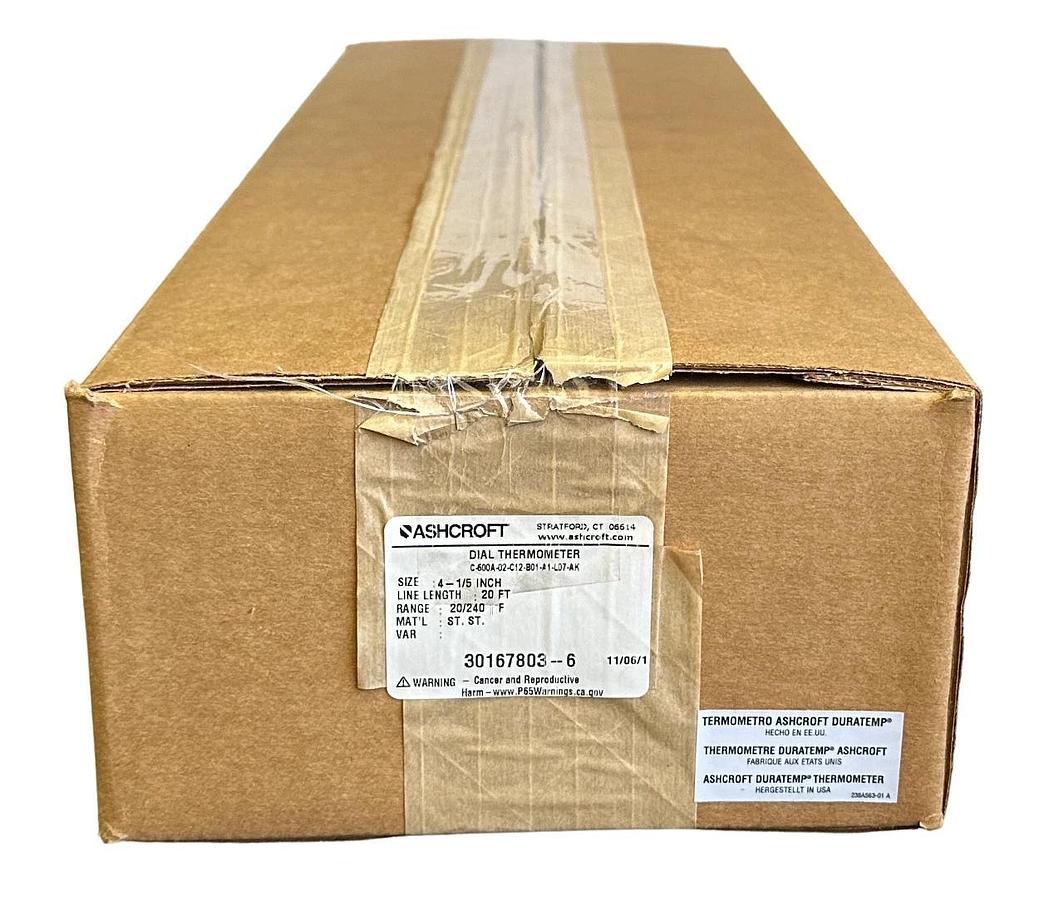 NEW ASHCROFT C-600A-02-C12-B01-A1-L07-AK / 30167803-6 DURATEMP DIAL THERMOMETER