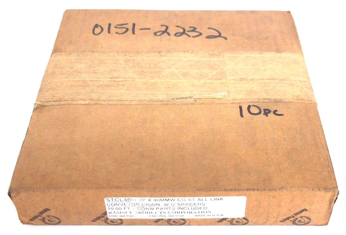 NIB RAMSEY STCL40 1/2P X 40MMW CG ST ALL LINK CONVEYER CHAIN 10FT