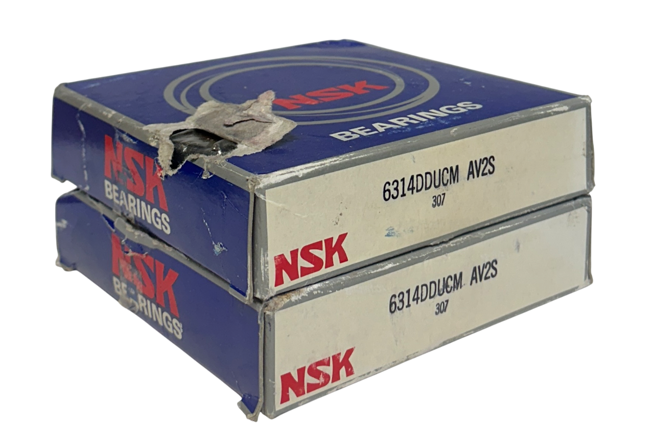 Used 2 NSK 6314DDUCM-AV2S / 6314DDUCM SINGLE ROW DEEP GROOVE BALL BEARINGS NSMP