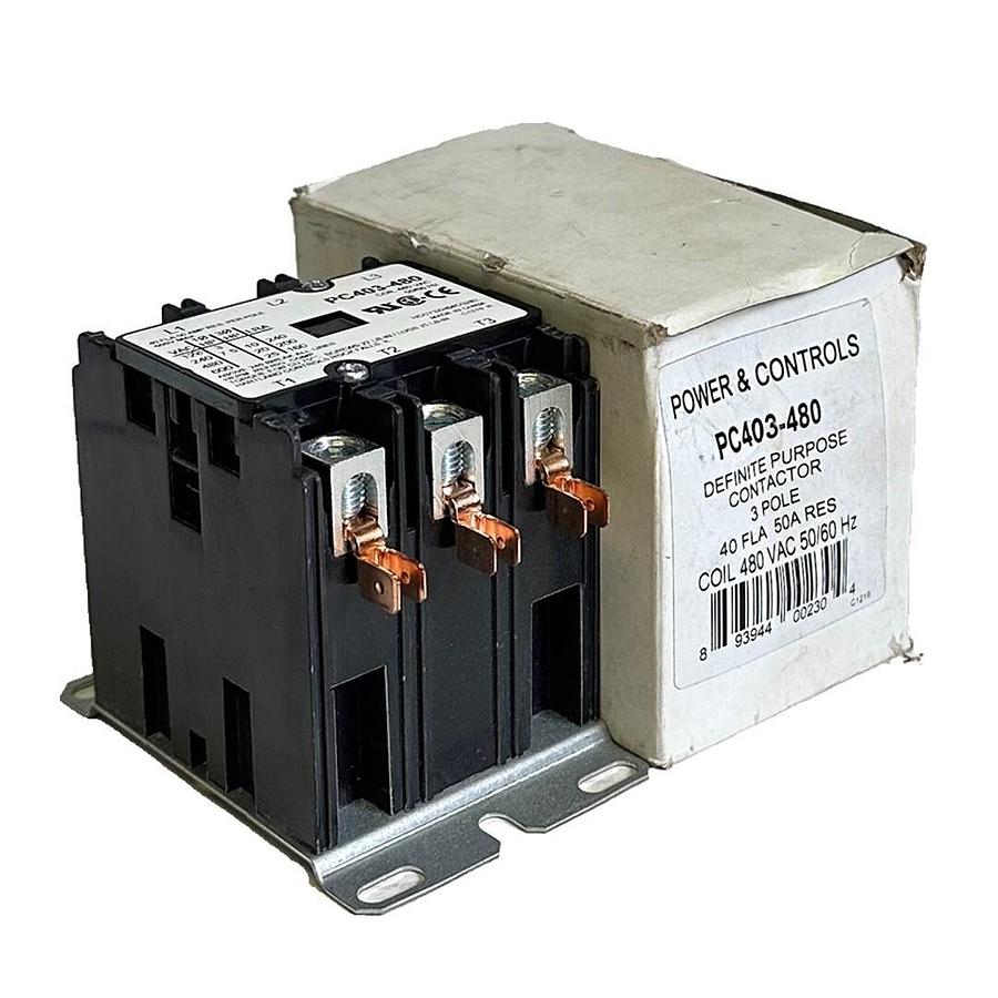 Used NEW POWER & CONTROLS PC403-480 / PC403480 DEFINITIVE PURPOSE CONTACTOR 3-POLE