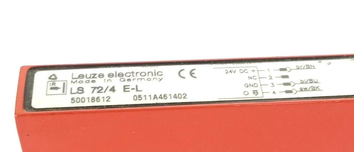 Used LEUZE ELECTRONICS LS-72/4-E-L PHOTOELECTRIC SENSOR RECEIVER 50018612