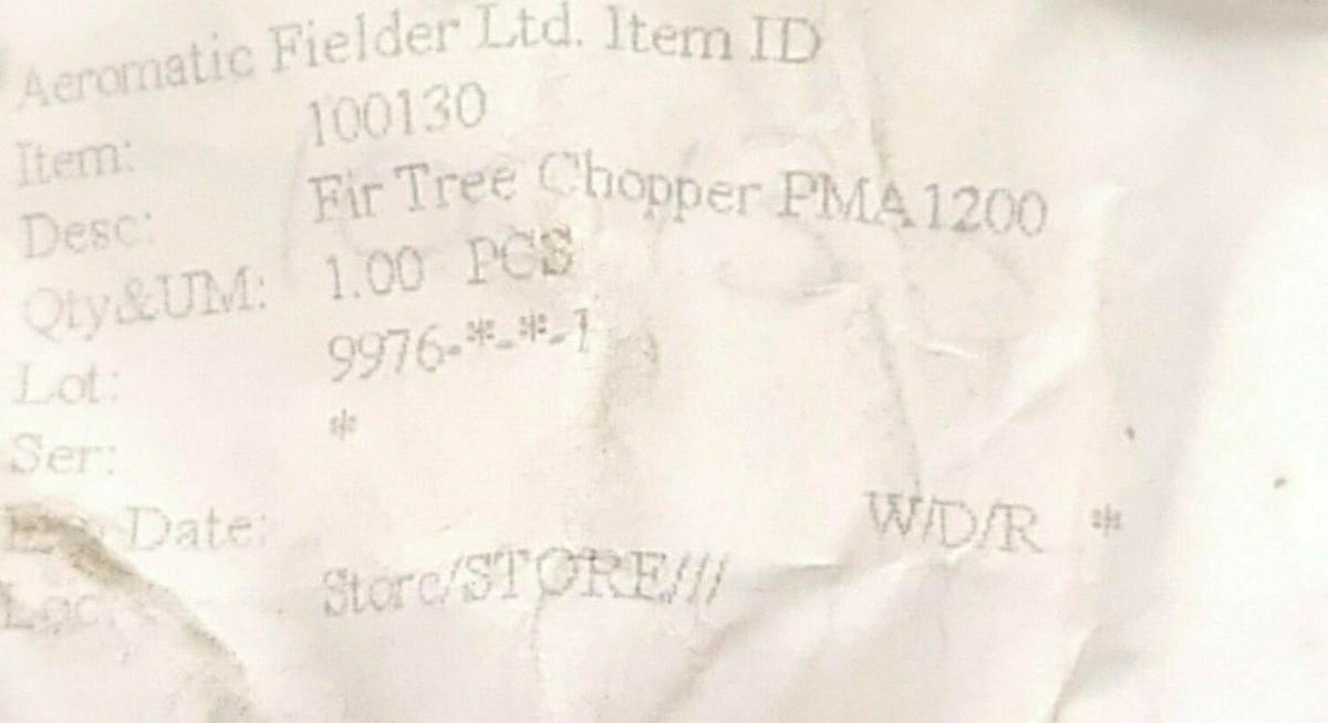 Used NEW AEROMATIC FIELDER LTD. FIR TREE CHOPPER PMA1200