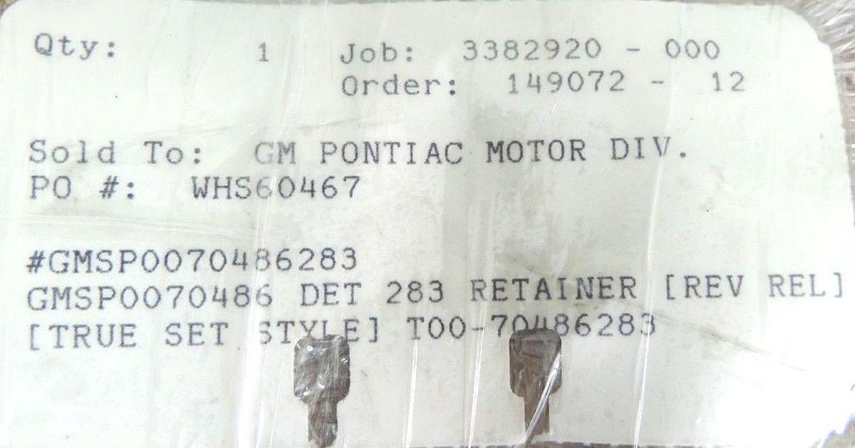 Used NEW MOELLER GMSP0070486283 DET 283 RETAINER (REV REL) (TRUE SET STYLE)