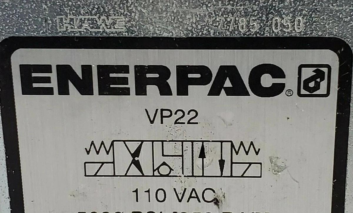 NEW ENERPAC VP22 SOLENOID VALVE 110 VAC, 5000 PSI (350 BAR) VP 22 3200